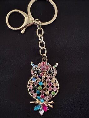 Crystal Owl Keychain Charm - Multicolor